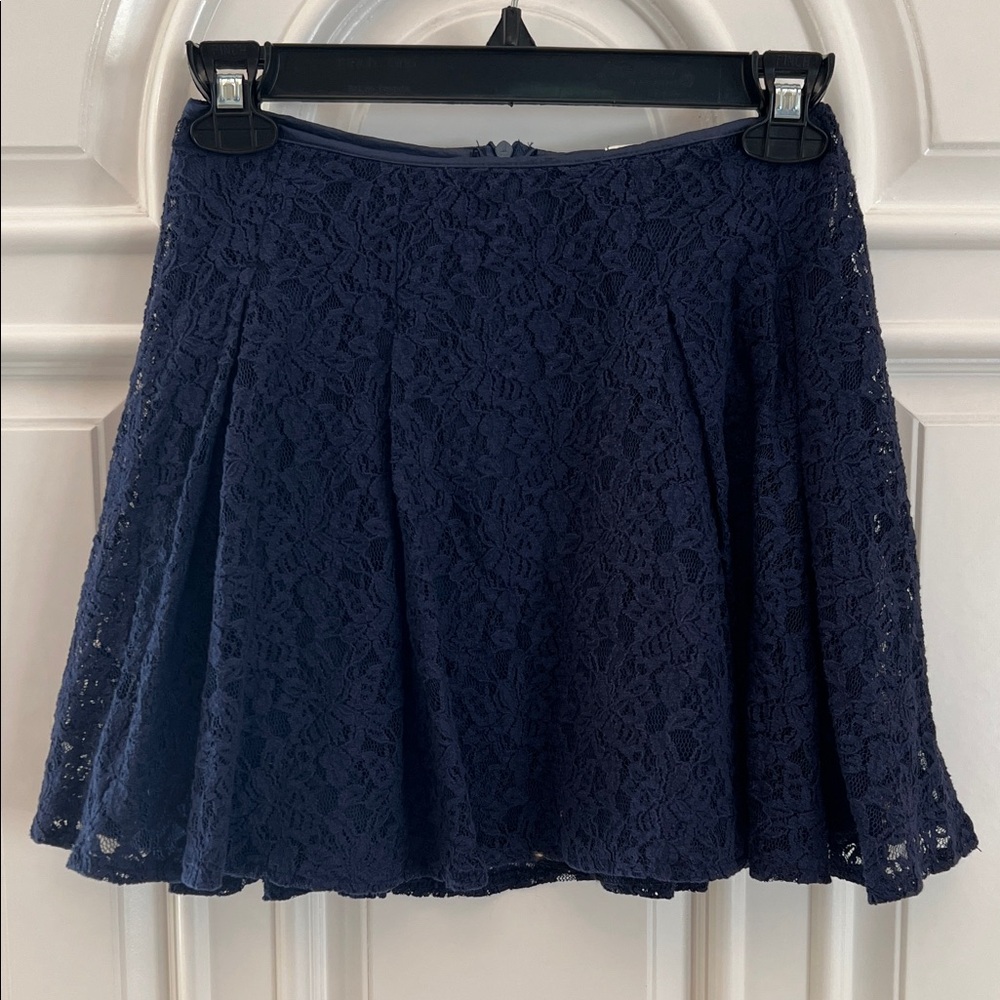 Lush Navy Lace Skater Skirt